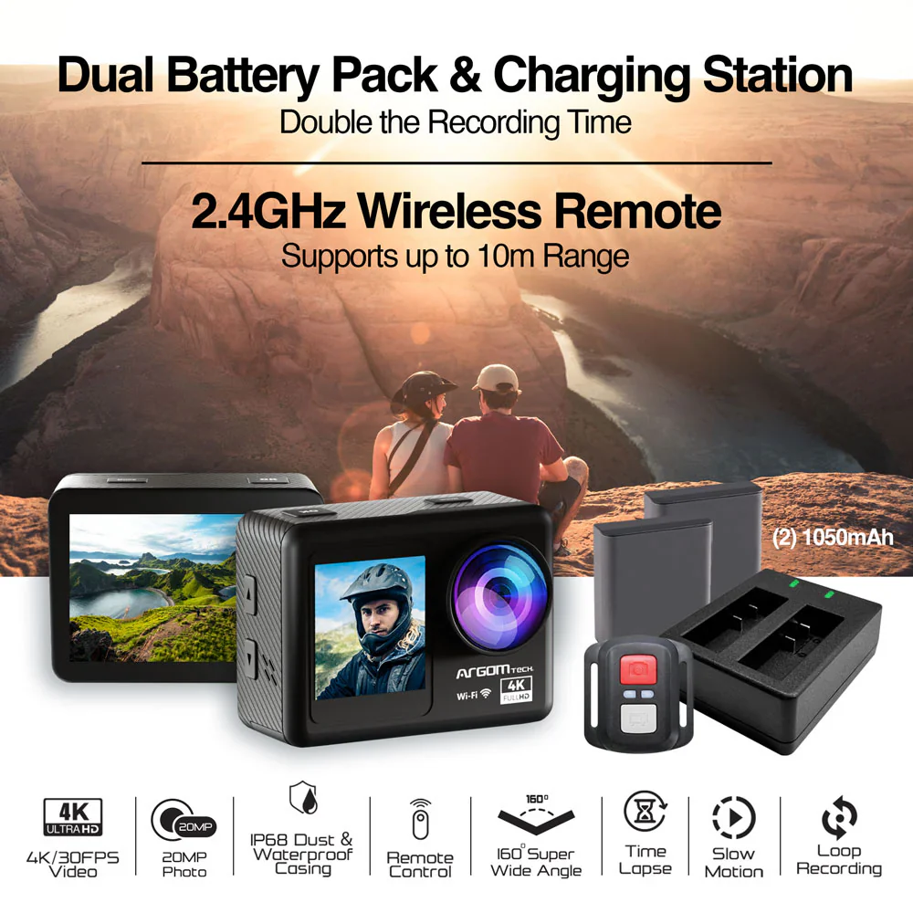 Cámara de acción Epic 85 4k Ultra HD con control Remoto y pantalla dual - Imagen 8