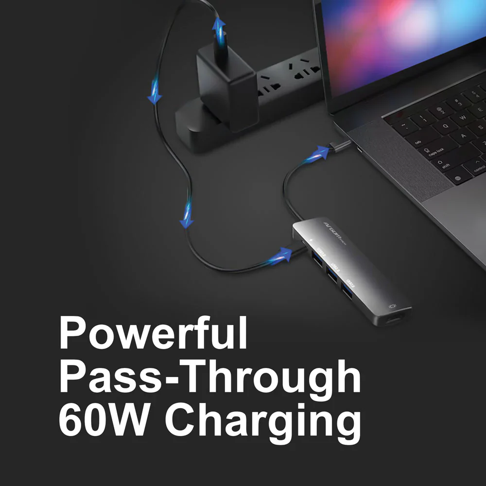 Hub Argom 5 en 1 tipo C One Axess HDMI/2XUSB2.0/1XUSB3.0/TYPE-C PD - Imagen 2