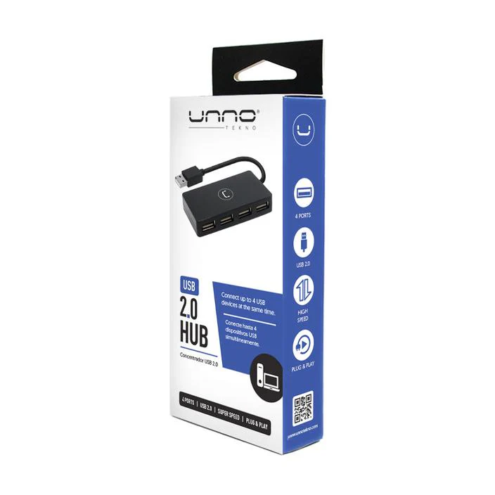 Unno Tekno Hub USB 2.0 4 puertos (HB1008BK) - Imagen 4